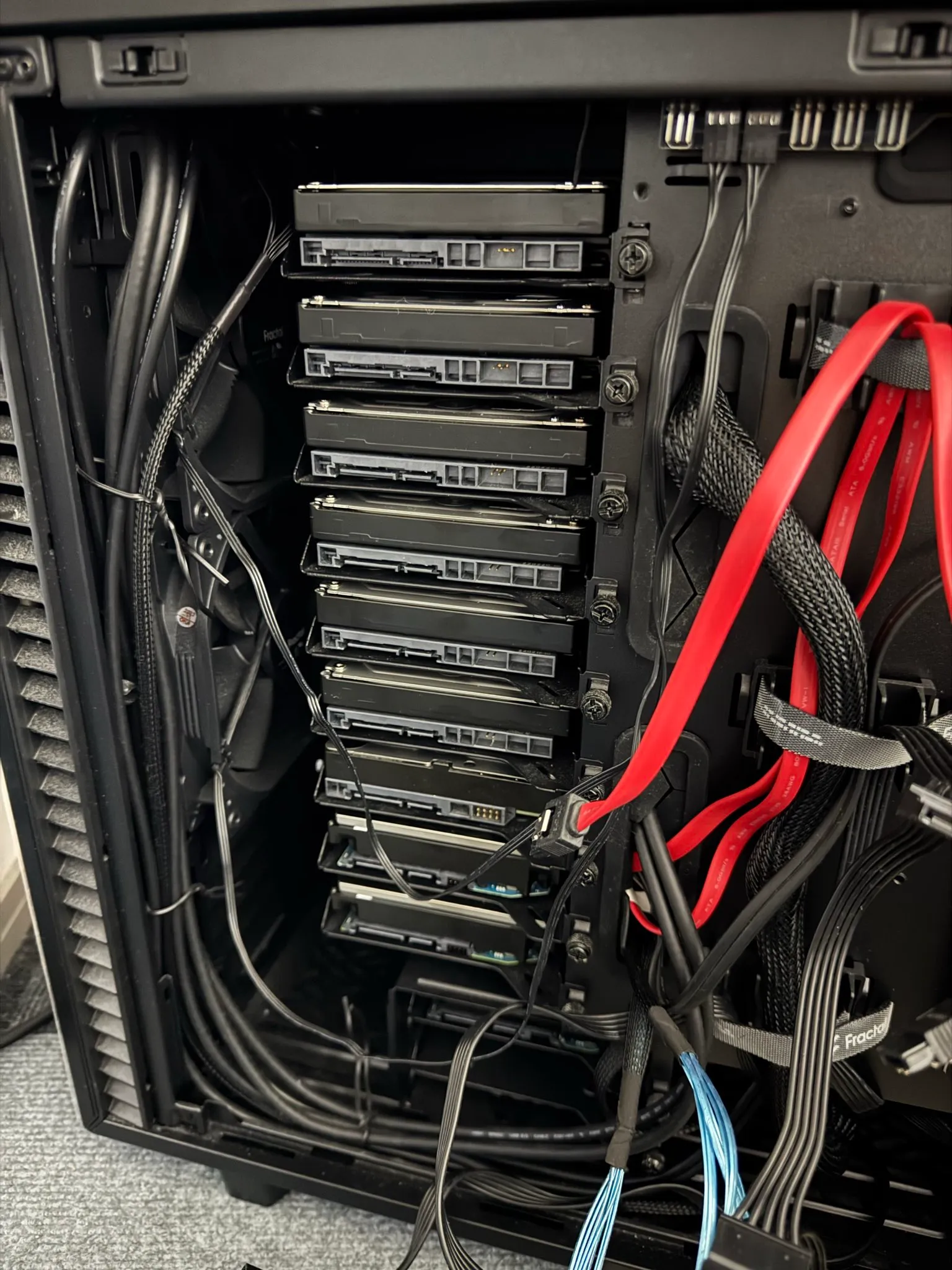 Custom NAS with hard disk drives installed (w/o cables)